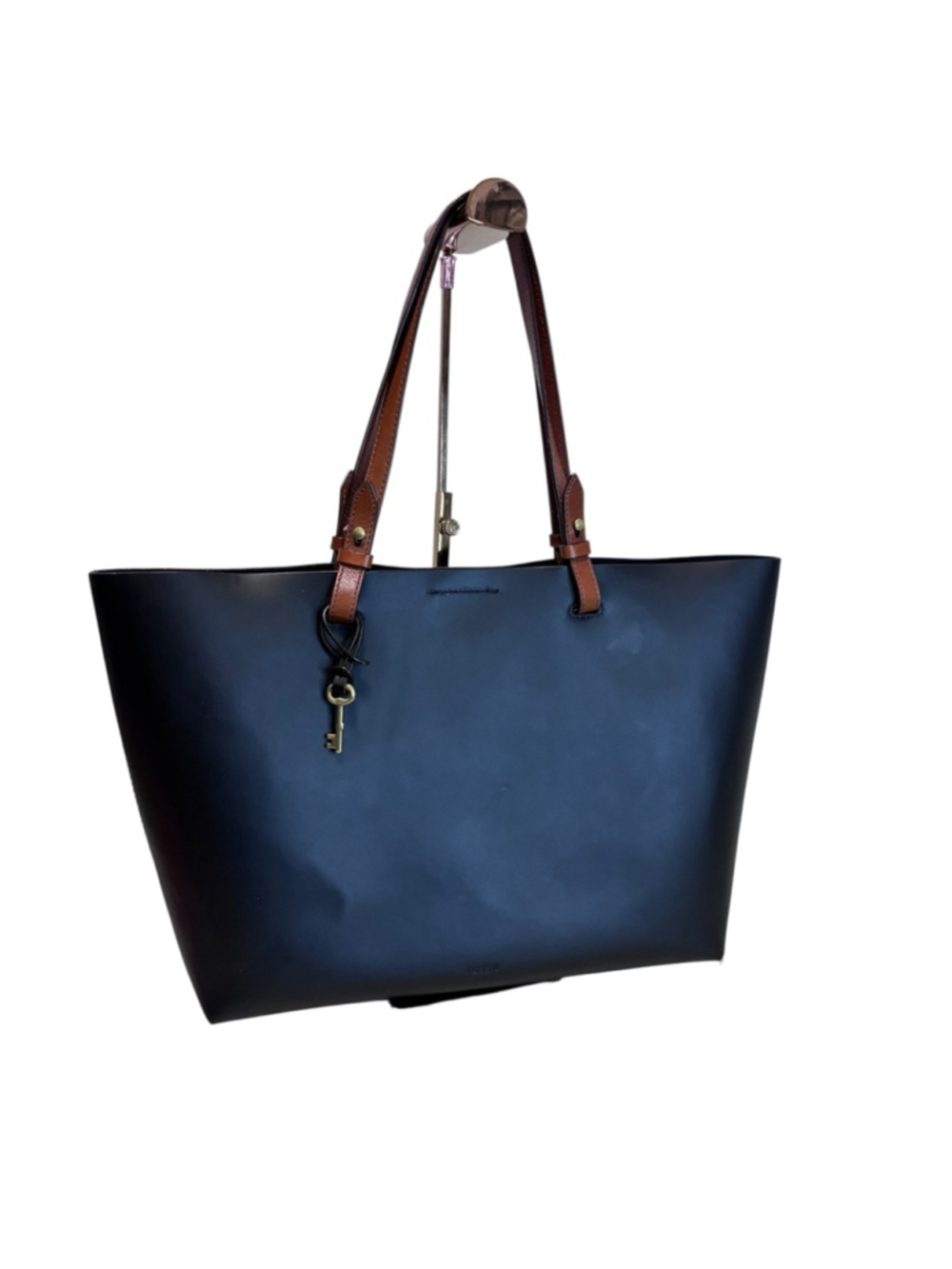 Fossil - Rachel Tote in Black Leather w Brown Handles - Picture 2 of 13